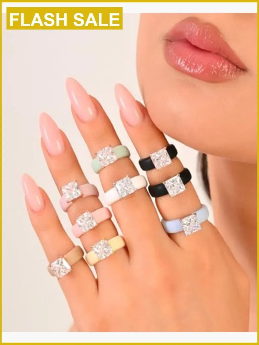 AAAAA Princess Cut CZ Silicone Ring, Solitaire Engagement Style, Flexible